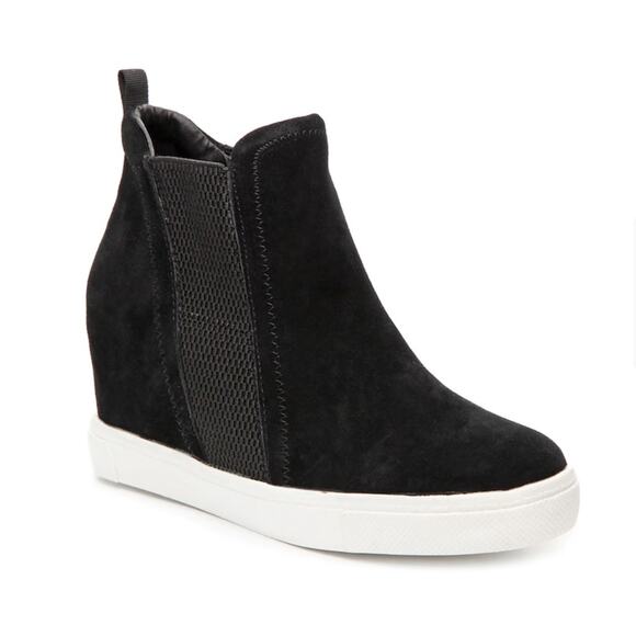 Steve Madden LEII WEDGE SNEAKER black pull on ankle size 8.5 - Picture 1 of 10